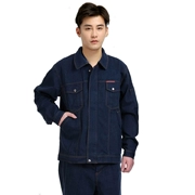 Denim yếm đặt hàn quần áo làm việc sửa chữa máy tự động sửa chữa quần áo làm việc áo khoác denim dày bảo hiểm lao động quần áo