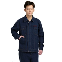 Denim yếm đặt hàn quần áo làm việc sửa chữa máy tự động sửa chữa quần áo làm việc áo khoác denim dày bảo hiểm lao động quần áo đồ bộ nam trung niên