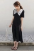Mùa hè mới Hàn Quốc phiên bản của chic gió eo đa năng retro dài Slim móc hoa ve áo tính khí ăn mặc