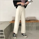 Mùa xuân của phụ nữ Hàn Quốc phiên bản của eo cao màu trắng là mỏng thẳng quần rộng chân quần lỏng hoang dã chín điểm denim quần chân rộng quần áo nữ mùa hè đẹp Quần jean
