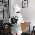 2018 mùa hè mới của Hàn Quốc phiên bản của các trường đại học đằng sau thư in lỏng mỏng T-Shirt giản dị áo sơ mi ngắn tay Áo phông