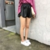 Mùa xuân mới Hàn Quốc phiên bản cao eo chân rộng pu quần da quần short phần mỏng mỏng đàn hồi eo mặc hoang dã quần âu phụ nữ