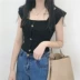 Mùa hè của phụ nữ Hàn Quốc phiên bản của đơn ngực ngắn phần rộng ống sling hàng đầu từ cổ áo đan áo mỏng mỏng áo triều thời trang công sở nữ cao cấp Áo ba lỗ