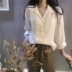Mùa xuân mới của Hàn Quốc phiên bản của tính khí V-Cổ dài tay lỏng mỏng hoang dã đơn giản đơn giản màu đơn ngực áo sơ mi nữ 	các mẫu áo sơ mi nữ dài tay đẹp Áo sơ mi dài tay