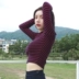 Mùa xuân Hàn Quốc phiên bản của chic gió tiếp xúc rốn phần ngắn slim slim cao cổ áo sọc dài tay áo đáy T-Shirt của phụ nữ áo triều Áo phông