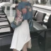 Hồng Kông hương vị retro chic gió Hàn Quốc phiên bản của con công màu xanh in hoang dã lỏng mỏng dài tay voan áo sơ mi áo khoác nữ triều áo sơ mi nữ cao cấp hàng hiệu Áo sơ mi