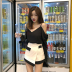 Đầu mùa thu mới 2018 mới của Hàn Quốc phiên bản của chic gió retro strapless top + khéo léo cao eo Joker quần short phù hợp với đồ bộ nữ Bộ đồ