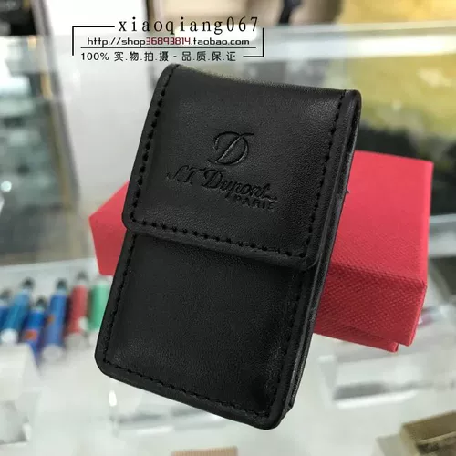 Черная глянцевая зажигалка, кожаный защитный чехол, из натуральной кожи