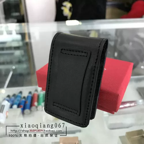 Черная глянцевая зажигалка, кожаный защитный чехол, из натуральной кожи