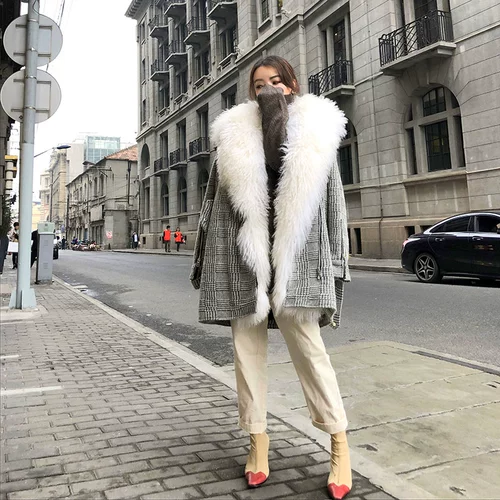 Зимняя цветная шерстяная длинная куртка, пуховик, коллекция 2021, средней длины