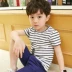 Quần áo trẻ em cậu bé ngắn tay t-shirt triều 2018 mùa hè mới của Hàn Quốc phiên bản của trẻ em T-Shirt áo bông vòng cổ nửa tay áo sơ mi