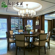 Mới kết hợp bàn ăn gỗ rắn Trung Quốc kết hợp ghế ăn Trung Quốc mô hình phòng bán hàng nội thất văn phòng khách sạn bàn tròn tùy chỉnh - Bộ đồ nội thất
