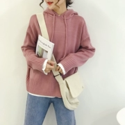 Mùa thu đông 2018 phiên bản Hàn Quốc mới của áo len dài tay trùm đầu rộng dành cho nữ áo len mỏng gió