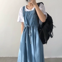 Джинсовая юбка, милое японское длинное брендовое платье, большой размер, подходит для подростков, средней длины