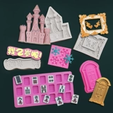 Замок, силиконовая форма, прямоугольный домик, со снежинками