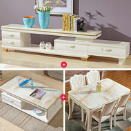 Đá cẩm thạch bàn cà phê tủ TV bàn ăn và ghế kết hợp hiện đại nhỏ gọn ba mảnh căn hộ nhỏ phòng ăn bộ hoàn chỉnh của đồ nội thất