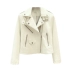 Áo khoác da nhỏ cho nữ 2023 xuân thu mới phong cách Hàn Quốc lưng cao ngắn kiểu dáng mỏng màu trắng đi xe máy mặc áo khoác da pu ao khoac nu Trench Coat
