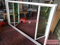 Оконные системы 铝合金折叠全开窗配钢化玻璃上下轨道防水中间往两边全开启折叠