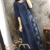 Xia Xintian lụa gai đầu tương phản màu in lỏng kích thước lớn áo choàng nữ retro Trung Quốc ăn mặc phù hợp với phụ nữ trà mỏng - Sản phẩm HOT