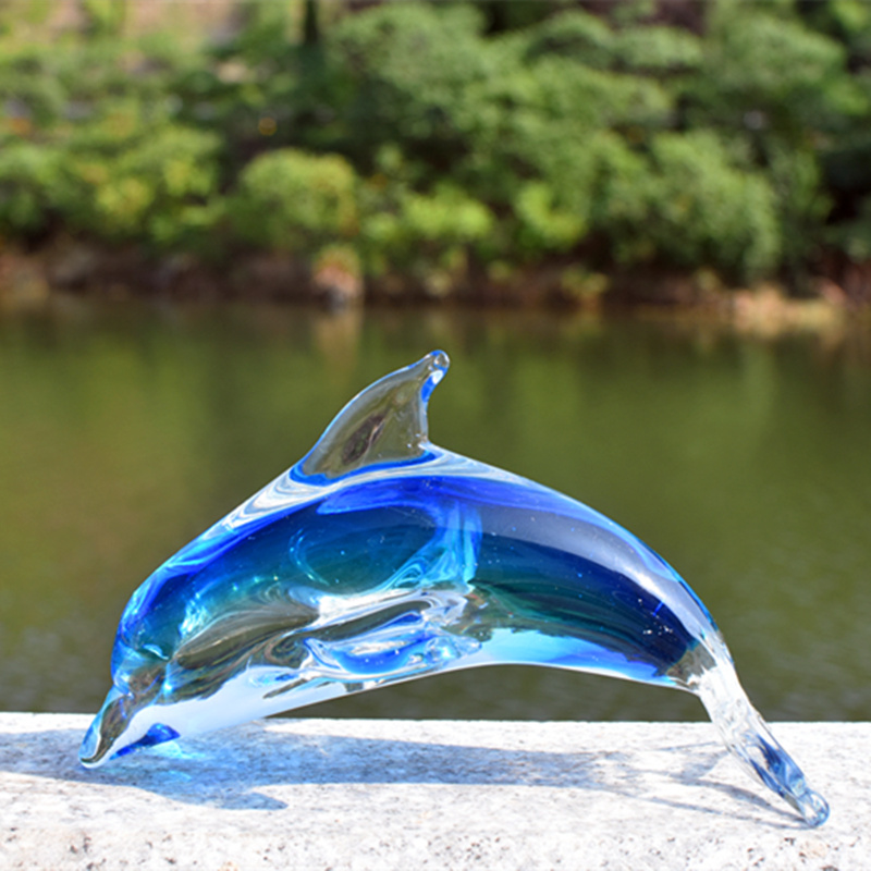 玻璃海豚琉璃家居酒柜创意装饰工艺品小摆件鱼缸造景海洋动物礼物 Изображение 1