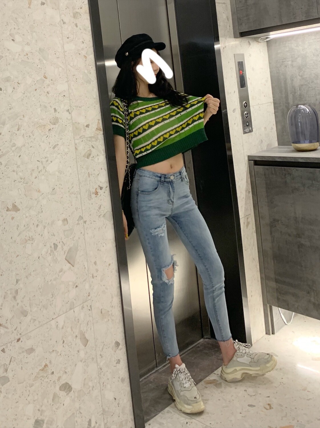 chic trendy slimming ripped jeans for women 2021 Spring and Autumn, Hyuna style 9-inch pants from Dongdaemun, South Korea Specification image