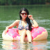 Vòng bơi Chàng trai và cô gái trưởng thành dày gấp đôi vòng bơi phao cứu sinh Tăng phao ghế có tay cầm phao tắm biển Cao su nổi