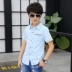 Chàng Trai mùa hè Ngắn Tay Áo Top 12 Cậu Bé Lớn Cotton Boy Con Hàn Quốc Áo Sơ Mi 15 Năm Mùa Hè 13 Hàn Quốc Phiên Bản Áo sơ mi