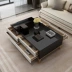 Phòng khách tối giản hậu hiện đại Bàn cà phê đen trắng bằng kim loại inox mạ vàng mô hình phòng ánh sáng sang trọng thiết kế nội thất - Bàn trà