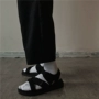 Han Kiều ~ giày nam thời trang hoang dã dép giản dị tối màu retro giày đi biển Giày đế dày dày giản dị kéo mát - Sandal giày thể thao