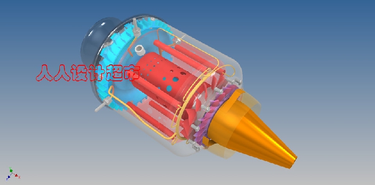 KJ66涡喷发动机Inventor设计3D三维建模图纸