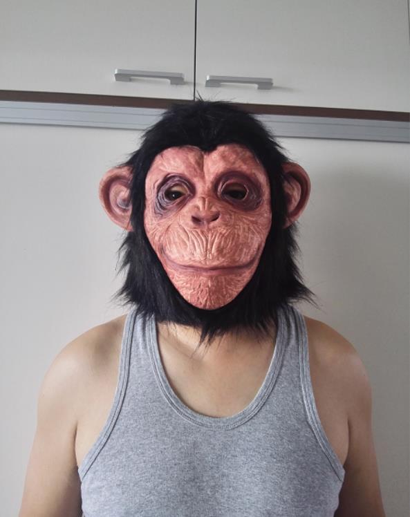 Карнавальная маски chimpanzee mask monkey mask 大 猩 猩 面 具 猴 子 头 套 乳 胶 面 具. П...