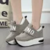 Phiên bản Hàn Quốc của giày thể thao nữ màu hồng hoang dã phù hợp với học sinh Velcro bên trong tăng 10cm nêm muffin với giày thấp Giày cắt thấp