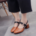 Baotou sandal cao gót nữ mùa hè phiên bản Hàn Quốc hoang dã mới dày với khóa đầu vuông có quai retro với một đôi giày mẫu dép nữ đẹp 2021 Sandal