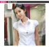 2017 mới của Hàn Quốc phiên bản của mùa thu Mỏng ngắn tay phụ nữ da trắng của vòng cổ đèn lồng tay áo bong bóng áo sơ mi của phụ nữ áo triều áo sơ mi nữ cổ sen tay dài Áo sơ mi