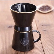 Starbucks 正品美国 星巴克2016年周年庆白色画金手冲壶 logo滴滤杯马克杯