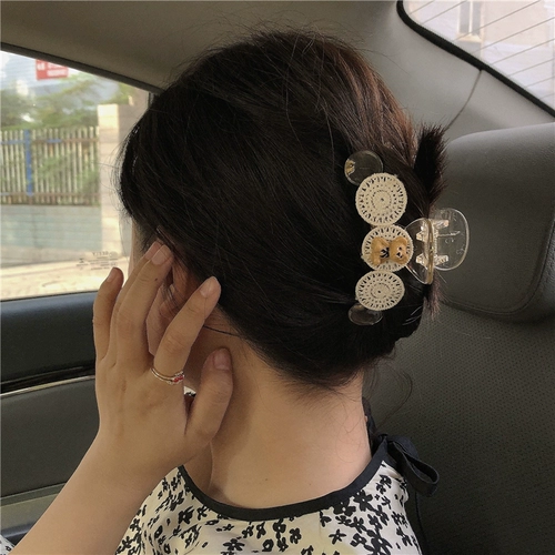 Милая заколка-крабик, брендовая небольшая дизайнерская ткань, заколка для волос, акула, мультяшный аксессуар для волос, с медвежатами, тренд сезона