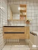 Tủ phòng tắm Nhật Bản tùy chỉnh 
            màu log mở lưới gốm lưu vực tích hợp Phần cứng Blum đèn led thông minh tủ gương phòng tắm kết hợp tủ kệ gương phòng tắm tủ gương trong phòng tắm 