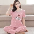 Mùa hè quần ngắn tay đồ ngủ nữ mặc giản dị bông dịch vụ nhà phù hợp với XL cotton nửa tay phụ nữ đồ ngủ khủng long Bên ngoài ăn mặc