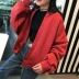2018 mới Hàn Quốc phiên bản của đèn lồng tay áo dày lỏng áo len nữ mùa thu sinh viên màu rắn cardigan áo khoác áo ngắn