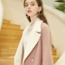 Đầm ba màu nữ 2018 đích thực màu sắc trong phần dài của phiên bản Hàn Quốc áo khoác lông màu hồng len D844014D00 - Áo Hàn Quốc