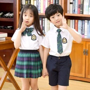 Quần áo mẫu giáo Quần áo nam và nữ tay ngắn Hàn Quốc Quần áo trẻ em phục vụ lớp hè của trường Cao đẳng Anh đồng phục học sinh tiểu học và trung học - Đồng phục trường học / tùy chỉnh thực hiện
