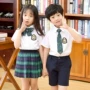 Quần áo mẫu giáo Quần áo nam và nữ tay ngắn Hàn Quốc Quần áo trẻ em phục vụ lớp hè của trường Cao đẳng Anh đồng phục học sinh tiểu học và trung học - Đồng phục trường học / tùy chỉnh thực hiện quần áo trẻ con