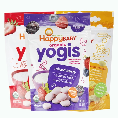 Американская покупка HappyBaby Jubilee Organic йогурт молоко -черничный смешанный удар ягода 28 г детские закуски