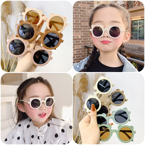 Детские мультяшные солнцезащитные очки, модное украшение подходит для фотосессий, с медвежатами, популярно в интернете