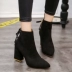 2018 cao gót Martin khởi động của phụ nữ khởi động ngắn khởi động của phụ nữ trần khởi động giản dị da lộn dày với giày của phụ nữ Hàn Quốc phiên bản của màu rắn hoang dã