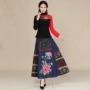2018 xuân mới quốc gia phong cách Trung Quốc retro thêu hoa cotton và vải lanh khâu váy lớn hoang dã sơ mi nữ đẹp