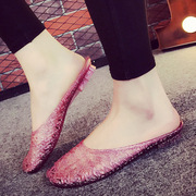 Mùa hè phòng tắm dép tinh thể thạch giày nhà nhà nữ trong nhà Bao Đầu nhựa cao su chống trượt dép và dép