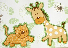 Бордюр 卡通儿童房间卧室浴室防水腰线贴纸 pvc自粘瓷砖腰花 动物踢脚线