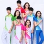 Jiamusi thể dục nhịp điệu thể thao Xia Nan Han lụa nam và nữ vài mẫu thể thao nửa tay áo phù hợp với nhóm quần áo nhảy vuông - Thể thao sau bộ gió the thao nam nike