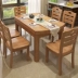 Kết hợp bàn ăn gỗ và ghế kết hợp có thể thu vào bàn ăn bàn ăn một bàn sáu ghế bàn ăn nội thất nhà hàng bàn ghế gỗ hiện đại Bộ đồ nội thất